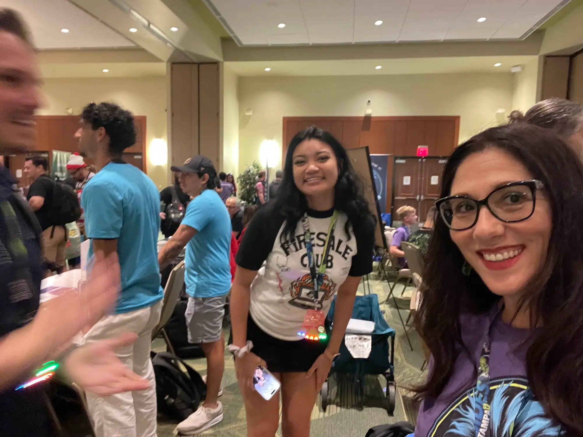 Krewe member greeting participants in the hallway