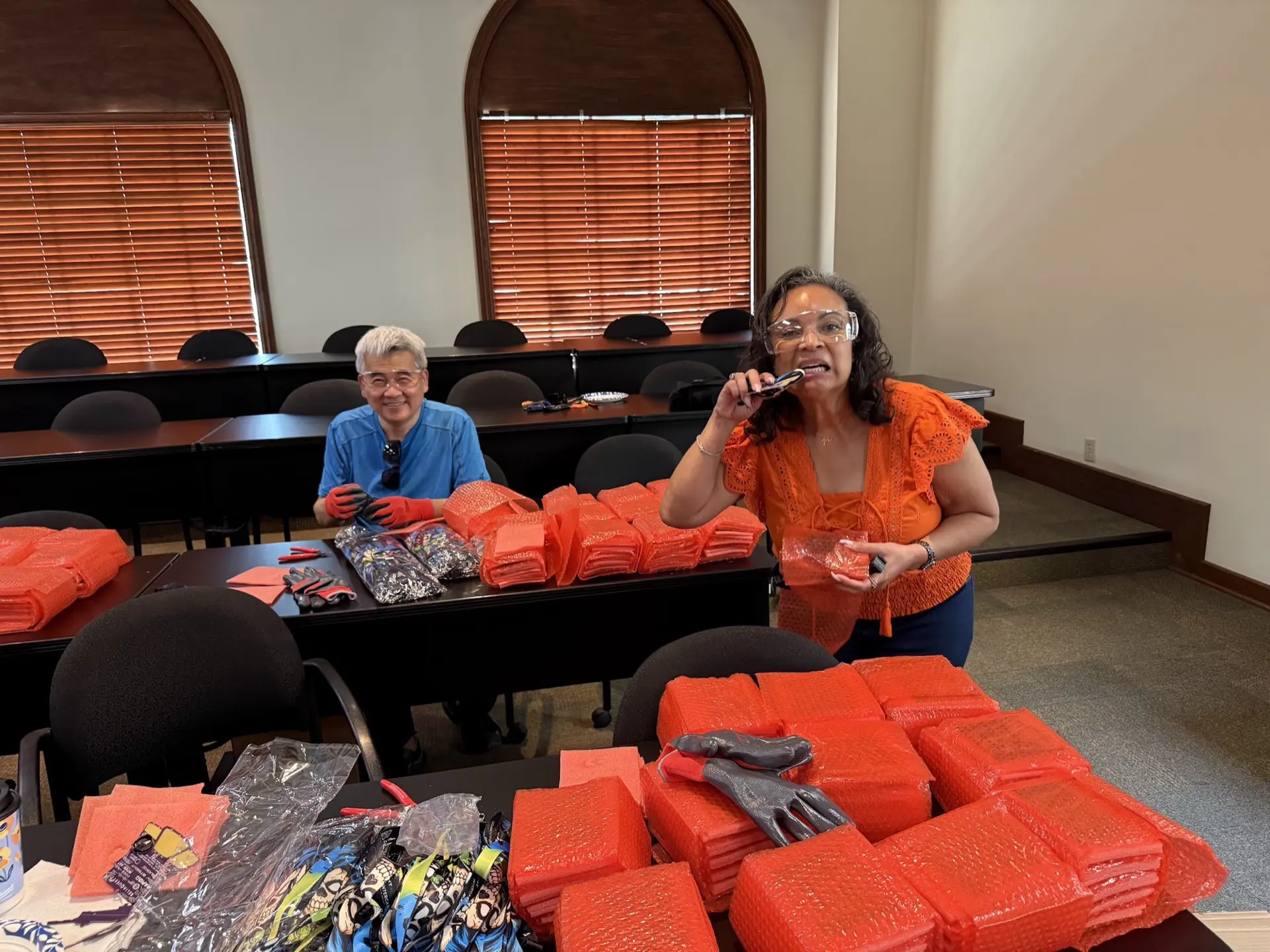 Krewe members having fun while preparing for the conference