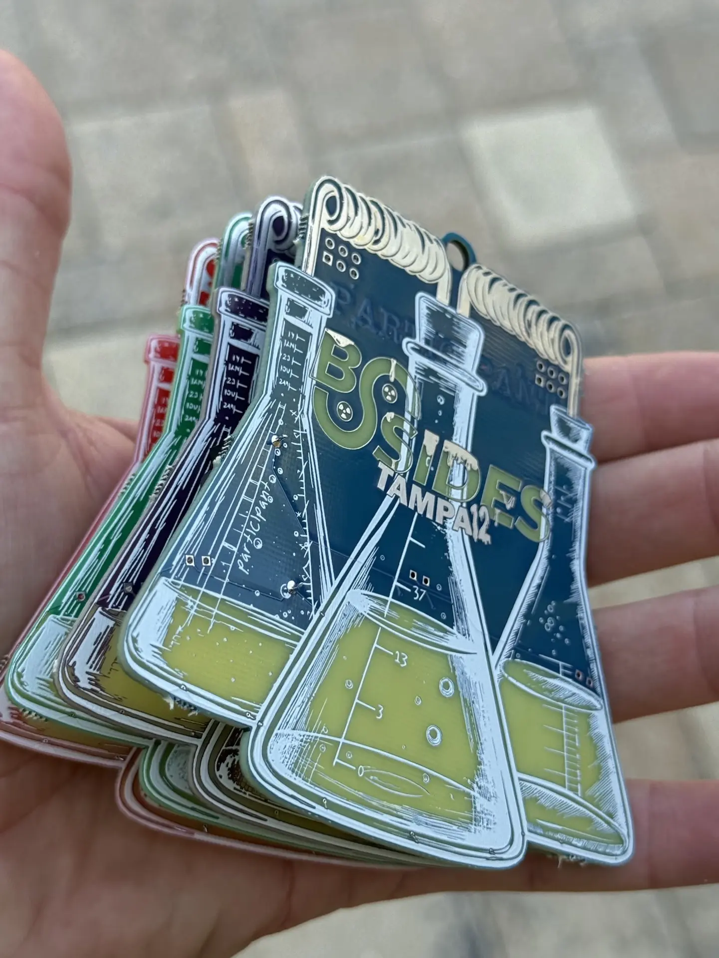 Custom hardware badges from BSides Tampa 12