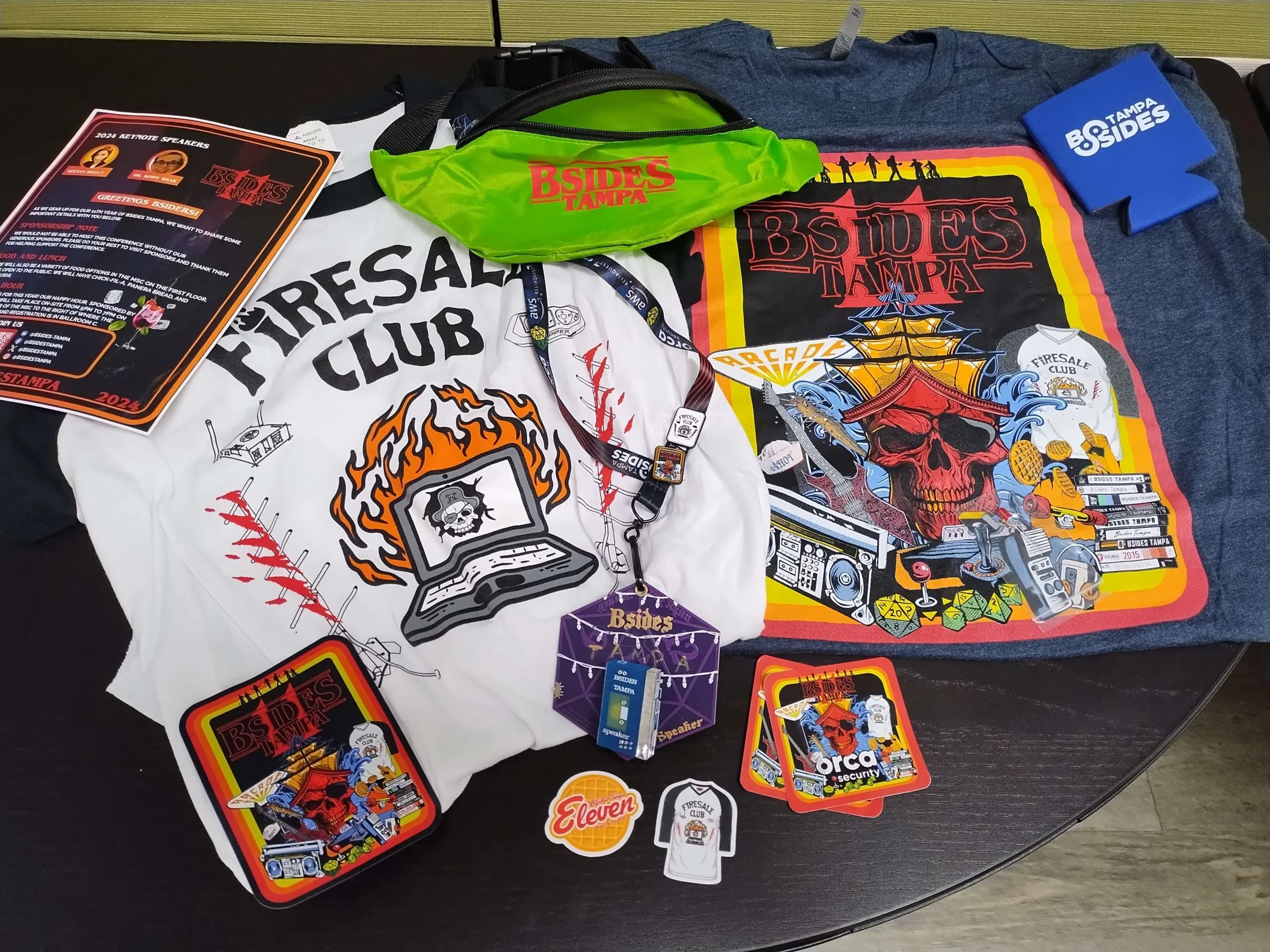 BSides Tampa swag and merchandise spread