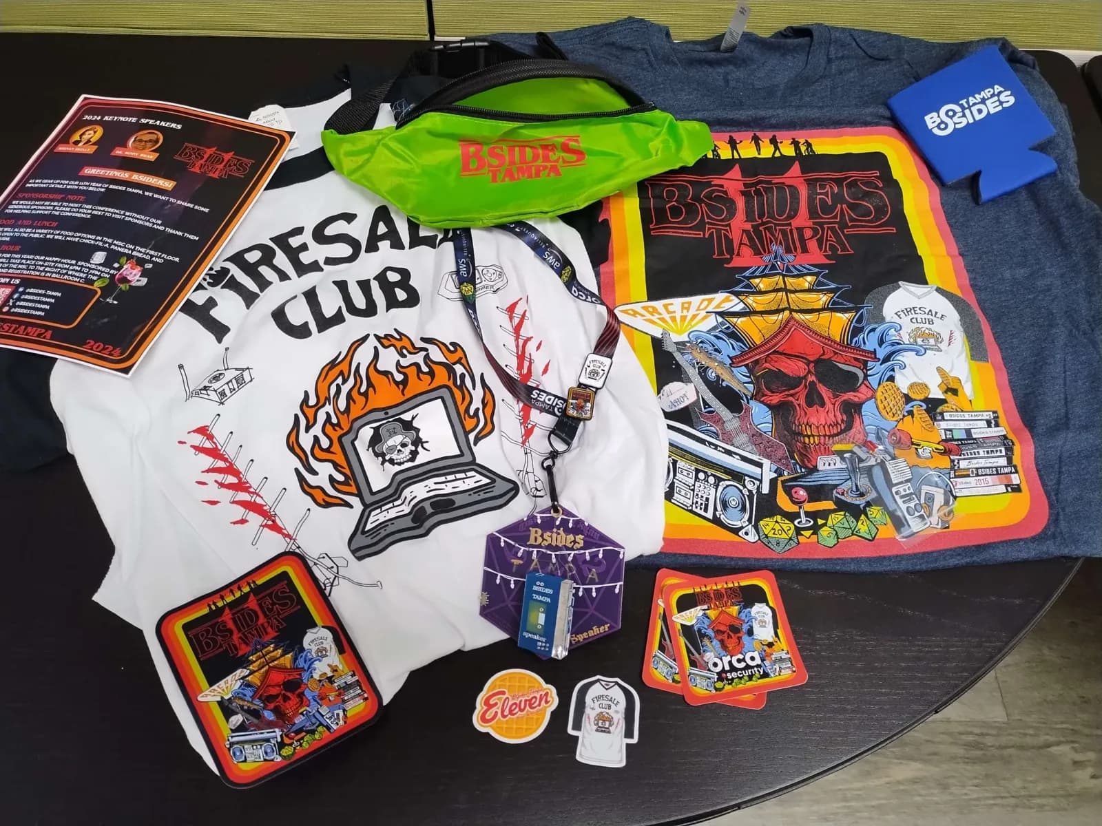 BSides Tampa swag and merchandise spread